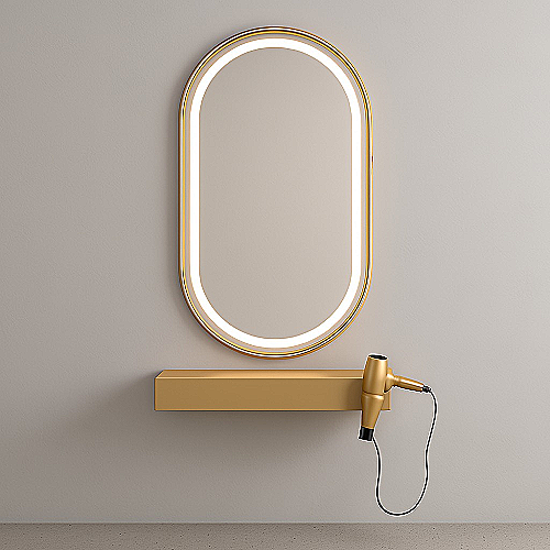 Frizersko ogledalo Cordoba ovalno zidno ogledalo sa zlatnim okvirom i LED rasvjetom