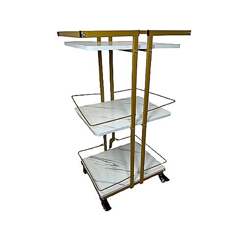 Kolica za odlaganje X076-1 s dvije police i kotačićima za kozmetički salon