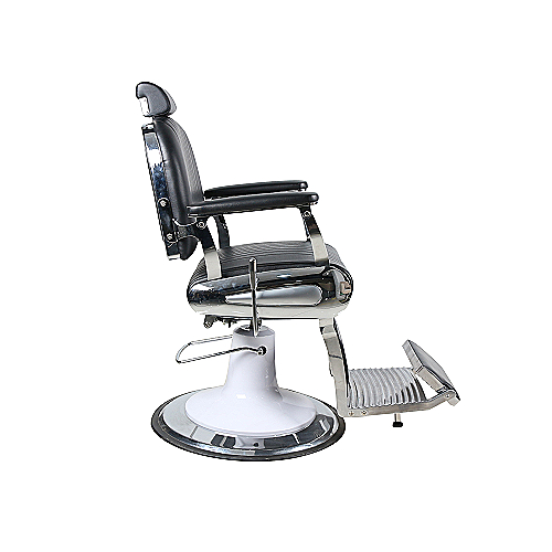 Barber stolica Leon – crna profesionalna frizerska stolica s metalnom bazom