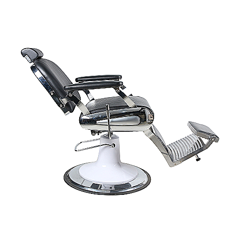 Barber stolica Leon – crna profesionalna frizerska stolica s metalnom bazom