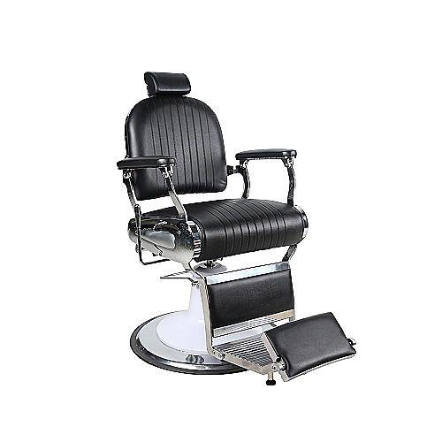 Barber stolica Leon – crna profesionalna frizerska stolica s metalnom bazom