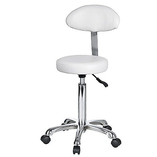 Kozmetička radna stolica LA BOHEME+ BIJELA s naslonom i kromiranom bazom