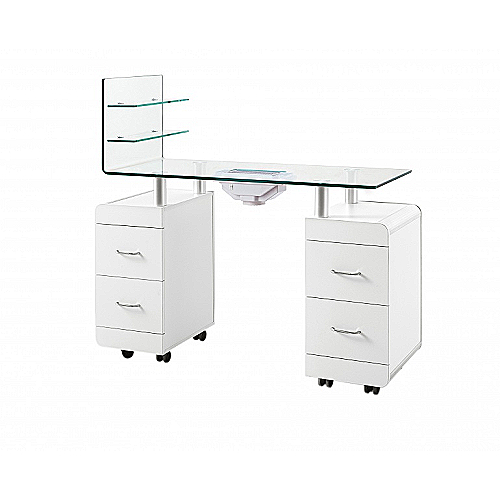 Stol za manikuru VOLT – profesionalni dvostruki manikura stol s ventilatorom i kaljenim staklom