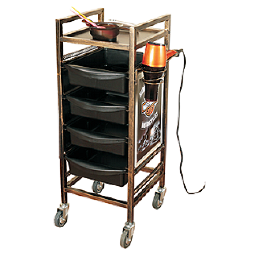 Frizerska kolica X34 crna s pet ladica i gornjom radnom površinom