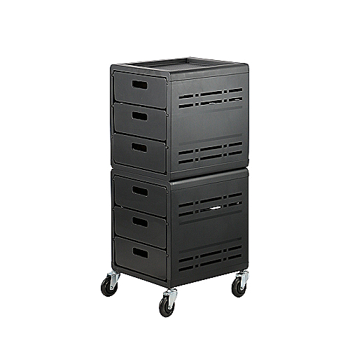 Frizerska kolica X5 crna s četiri ladice i držačem za sušilo