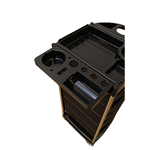 Frizerska kolica X8-2 crna s četiri ladice i radnom površinom