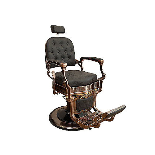 Barber stolica Royal Rose Gold s rose gold okvirom i crnom kožom